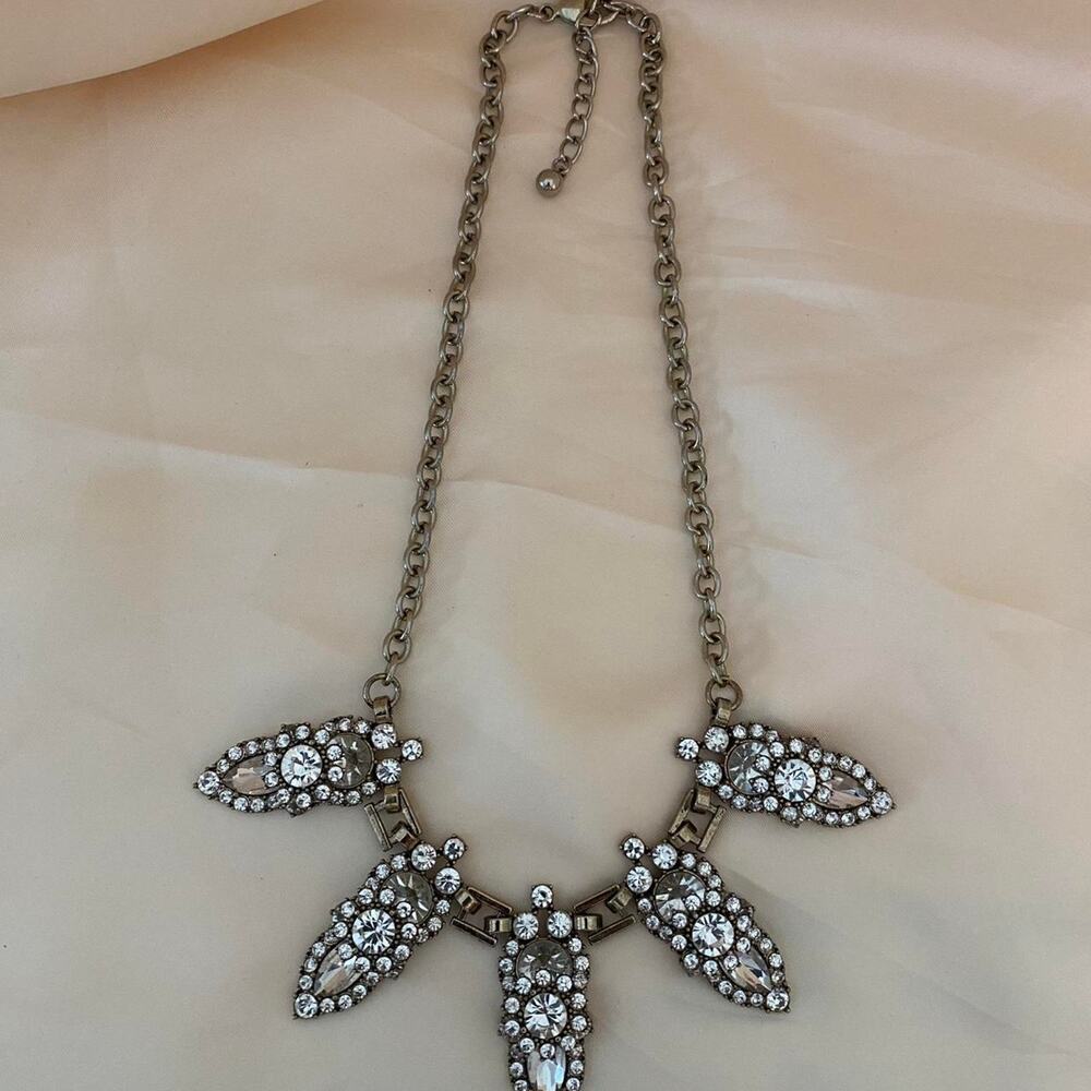 Silver statement necklace with rhinestones